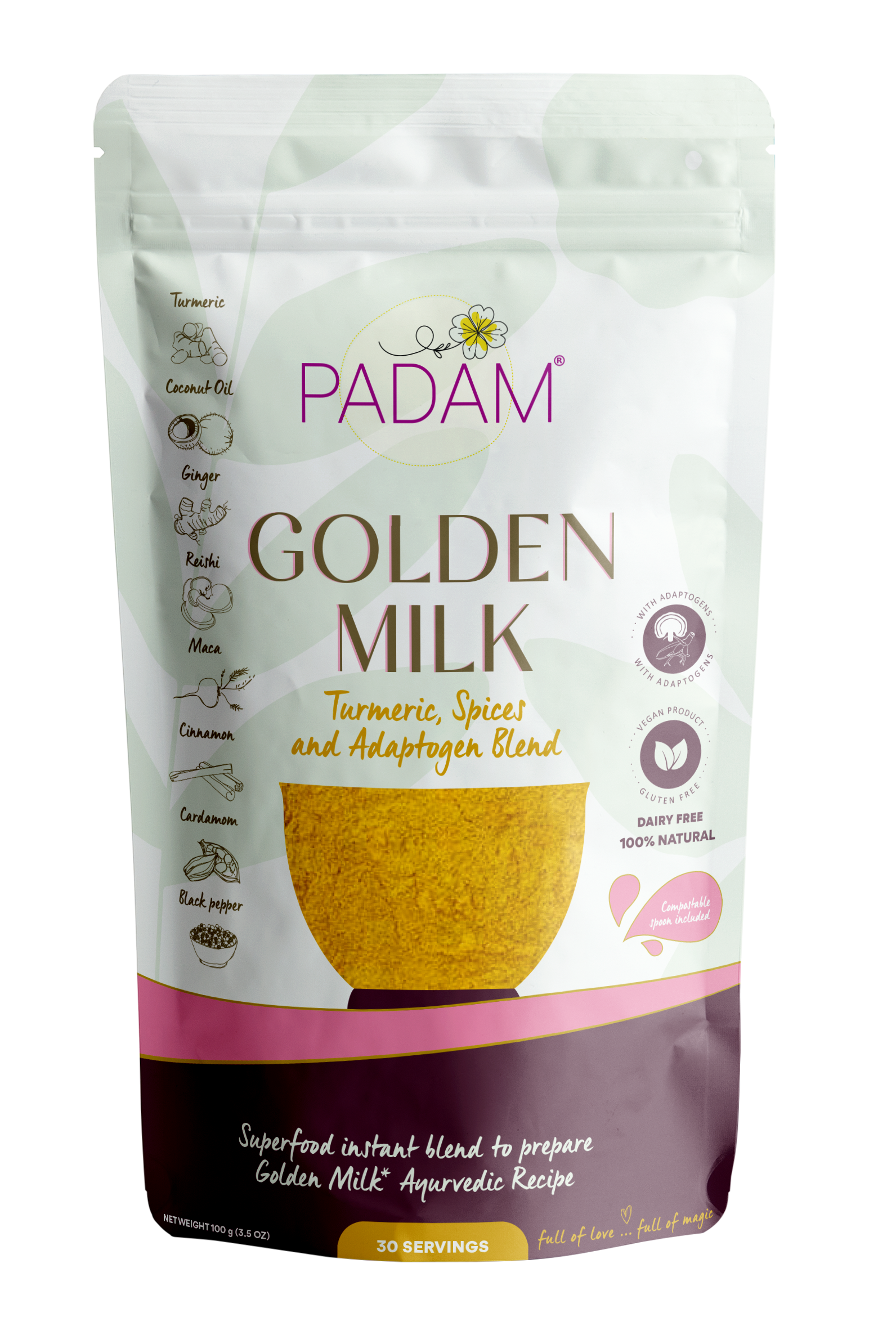 Golden Milk PADAM® | Mezcla funcional de cúrcuma, superfoods y adaptógenos 